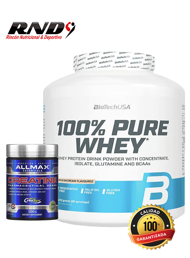 100% PURE WHEY (5 LBS) + CREATINE ALLMAX (100 GR)